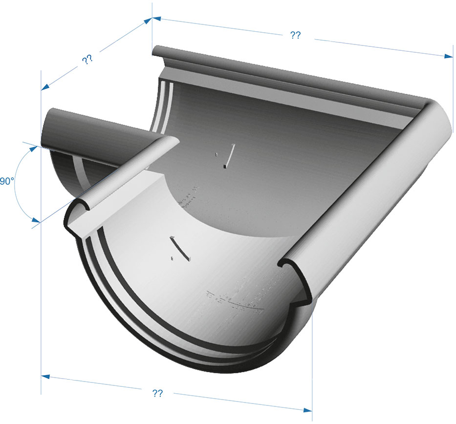 чертеж угла желоба 90 градусов Деке Люкс