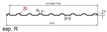 габаритные размеры профнастил для кровли с20R